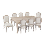 Large Size Oak Wood White Washed Finish Dining Set