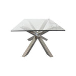 Dining Table In Crisscross Shaped High Glossy Stainless Steel Base