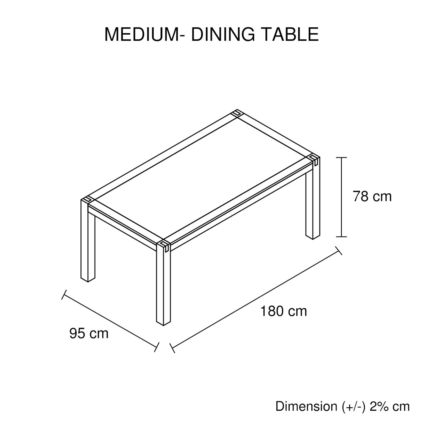Dining Table 180Cm Medium Size With Solid Acacia Wooden Base In Chocolate
