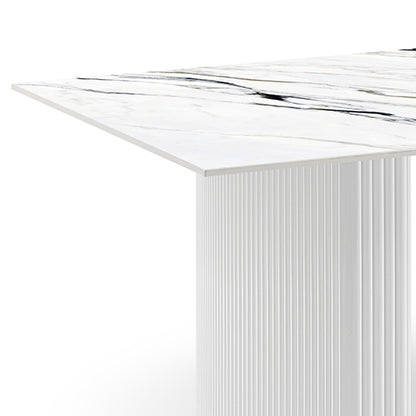Dining Table Sintered Stone Top Mdf Table Base High Glossy White