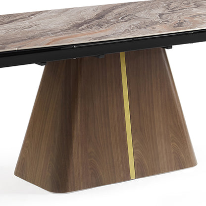 Dining Table Mdf Ceramic Glass Table Top Extendable Decorative Stripe