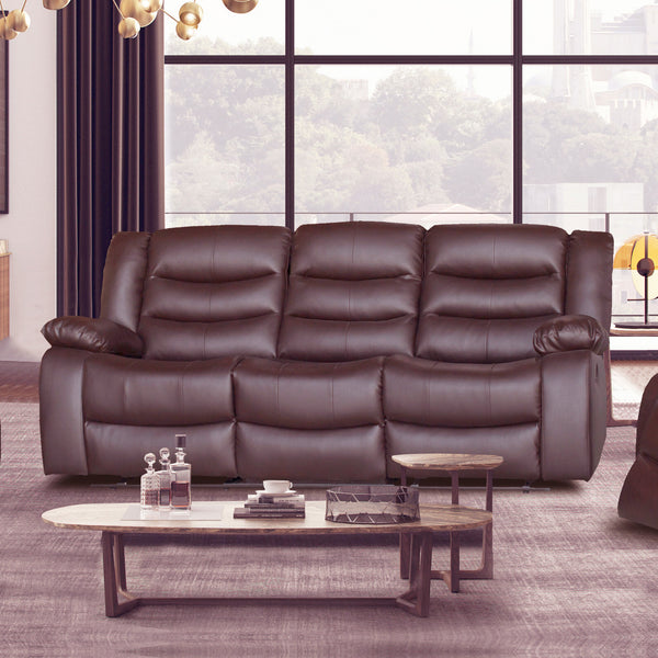  Luxurious Recliner Pu Leather 3R sofa- Brown