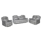 Grey Fabric Recliner Sofa With Sturdy Metal Mechanism