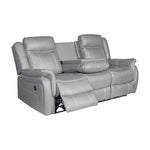 Grey Fabric Recliner Sofa With Sturdy Metal Mechanism
