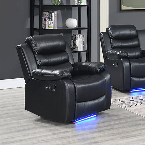  Chelsea Leatherette Recliner With Led Console And Ultra Cushioning