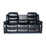3-2-1 Black Leatherette Recliner With Led Console And Ultra Cushioning