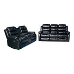 Black Leatherette Recliner With Led Console And Ultra Cushioning