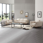 Beige Fabric 3+2 Seater Sofa With Wooden Frame