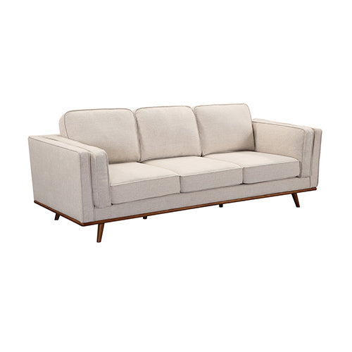 Beige Fabric 3+2 Seater Sofa With Wooden Frame