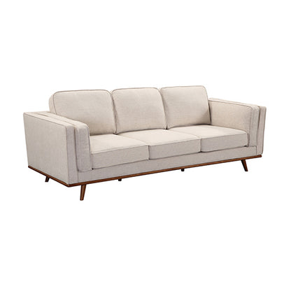 Beige Fabric 3+2 Seater Sofa With Wooden Frame