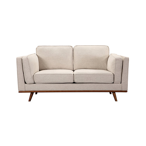 Beige Fabric 3+2 Seater Sofa With Wooden Frame