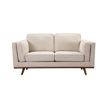 Beige Fabric 3+2 Seater Sofa With Wooden Frame