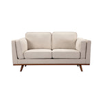 Beige Fabric 3+2 Seater Sofa With Wooden Frame