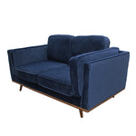 Blue Fabric 3+2 Seater Sofa With Wooden Frame