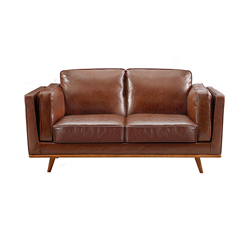 Brown Leather 3+2+1 Seater Sofa With Wooden Frame