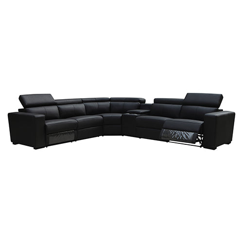  6 Seater Real Leather sofa Black Color Lounge Set for Living Room Couch with Adjustable Headrest