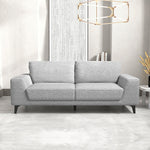 Light Grey Fabric 3-Seater Sofa With Black Legs