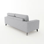 Light Grey Fabric 3-Seater Sofa With Black Legs