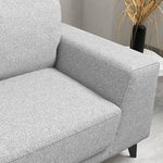 Light Grey Fabric 3-Seater Sofa With Black Legs