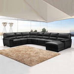 Black Bonded Leather 7-Seater Corner Lounge Set