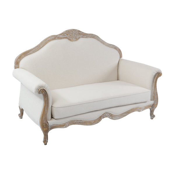 Oak Wood 2 Seater Sofa With Rolled Armrests