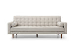 Beige Fabric 3-Seater Button-Tufted Sofa Bed