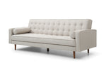 Beige Fabric 3-Seater Button-Tufted Sofa Bed