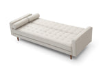 Beige Fabric 3-Seater Button-Tufted Sofa Bed