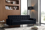 Black Velvet 3-Seater Button-Tufted Sofa Bed