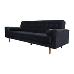 Black Velvet 3-Seater Button-Tufted Sofa Bed