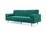 Green Velvet 3-Seater Button-Tufted Sofa Bed