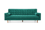 Green Velvet 3-Seater Button-Tufted Sofa Bed