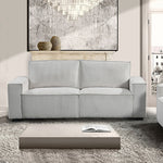 Beige Fabric Sofa With Wooden Structure And Knock Down Feature