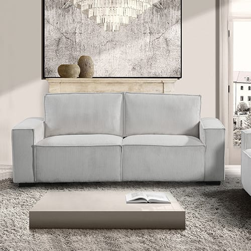 Grey 3 Seater Sofa Fabric Upholstery