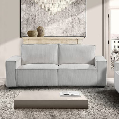 Grey 3 Seater Sofa Fabric Upholstery