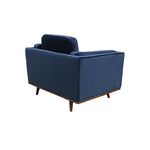 Soft Blue Velvet Armchair With Wooden Frame