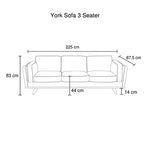 Soft Blue Velvet 3-Seater Sofa With Wooden Frame