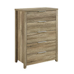 Oak-Colored Tallboy With 5 Storage Drawers