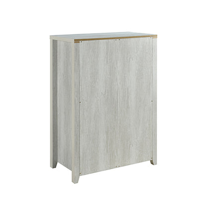 White Ash-Colored Tallboy With 5 Storage Drawers