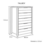 White Ash-Colored Tallboy With 5 Storage Drawers