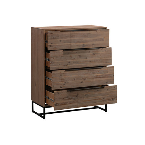  Tea-Colored Tallboy With 4 Storage Drawers