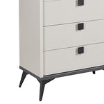 Modern Tallboy with 5 Drawers - Champagne & Black