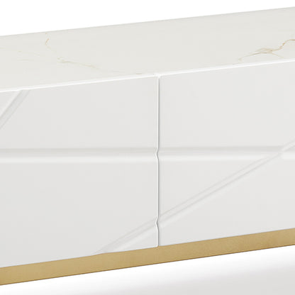 Tv Cabinet Mdf Glossy Storage Drawers Metal Base Entertainment Unit