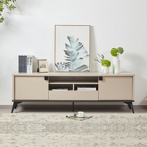  Elegant TV Cabinet with Drawer - Champagne Finish