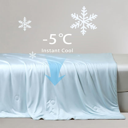 Casa Ice Cooling Reversible Summer Comforter Blanket (Blue and Grey, Queen/King)