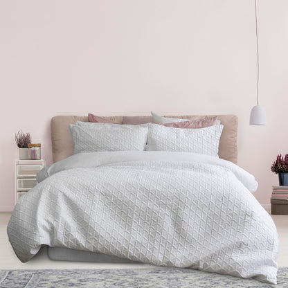 White Embossed Quilt Cover Set Double