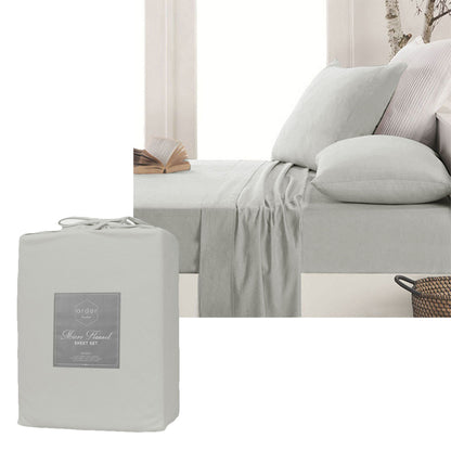 Micro Flannel Sheet Set Silver Queen