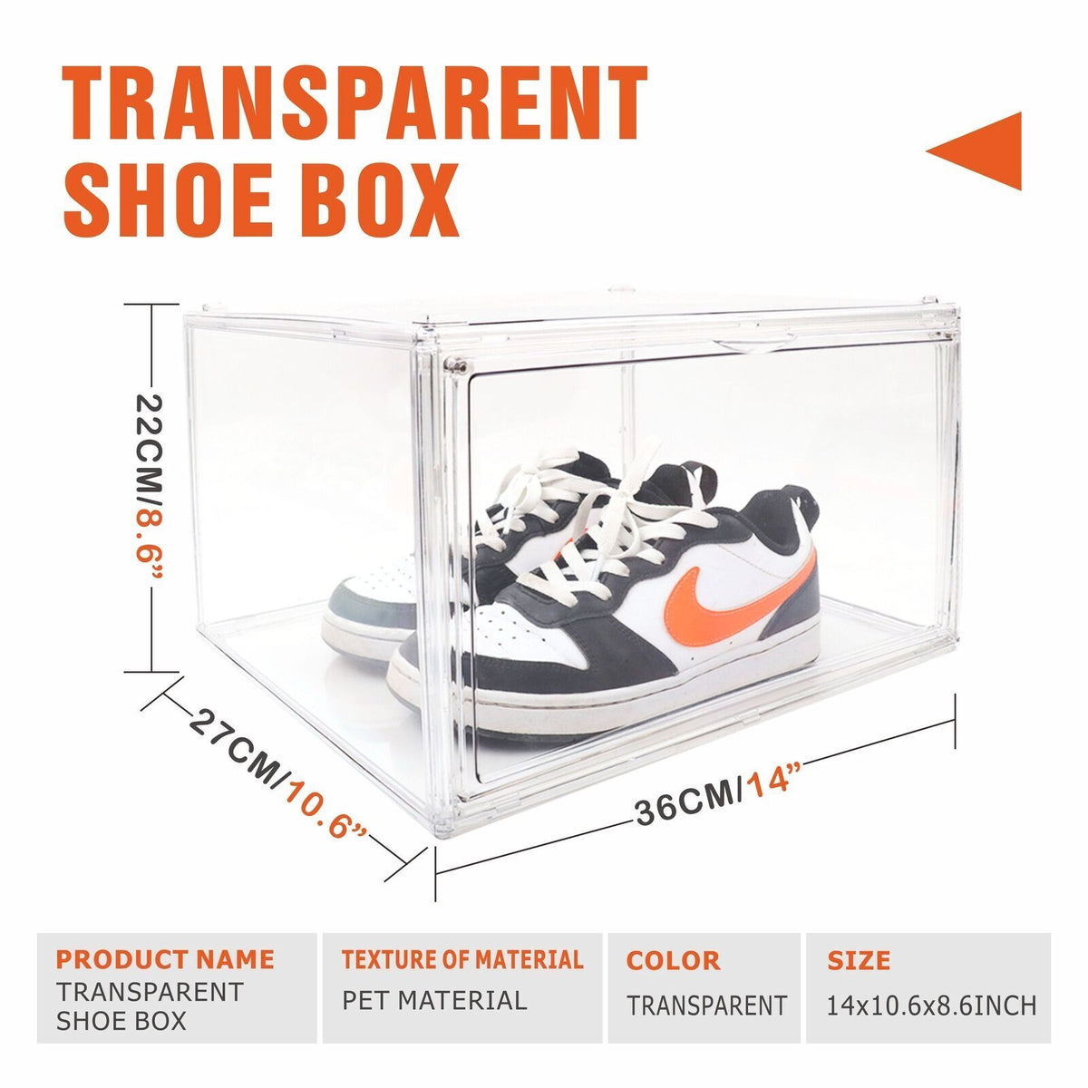 Stackable Shoe Box Clear Storage 36x27x22cm