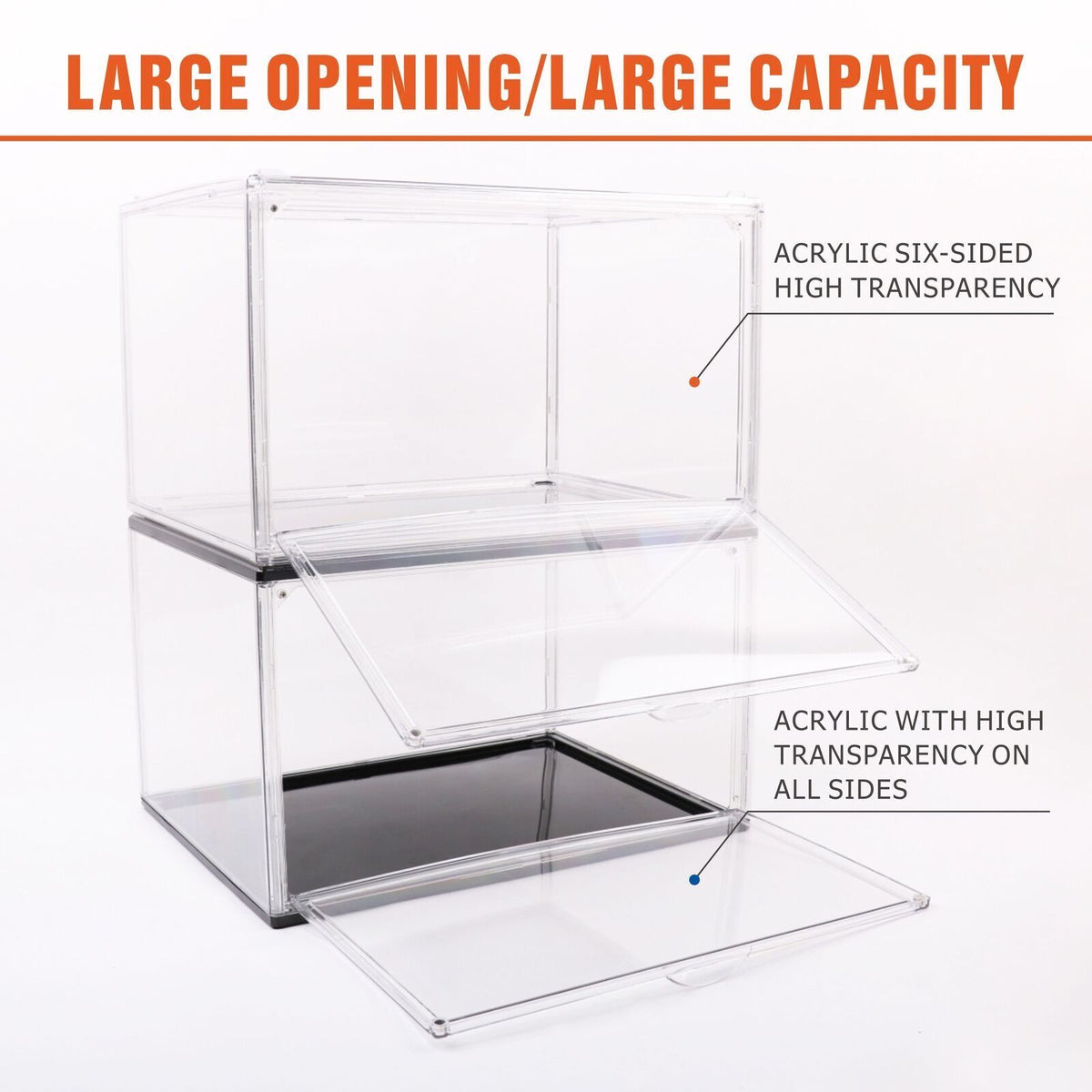 Stackable Shoe Box Clear Storage 36x27x22cm