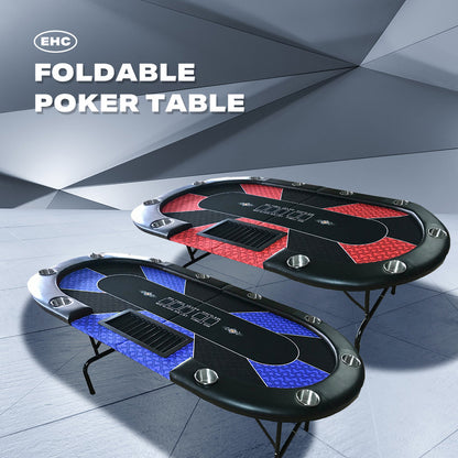 Blue/Red Poker Table Blackjack Texas With Cup Holders